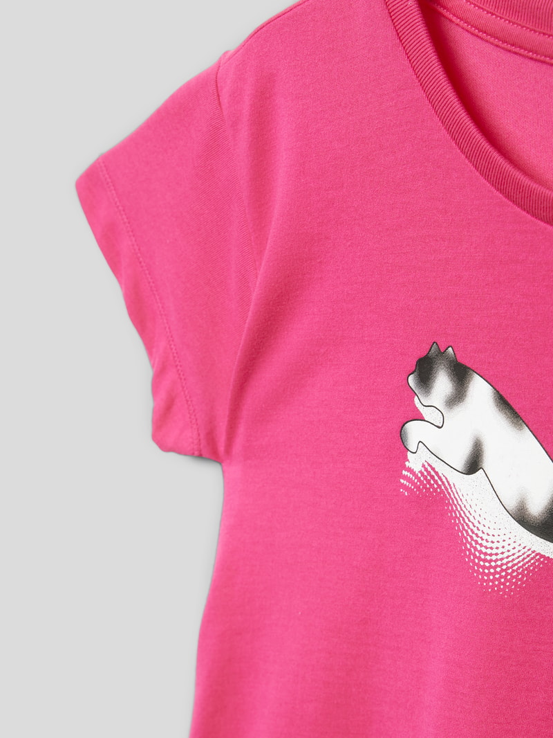 T-Shirt mit Label-Print in fuchsia