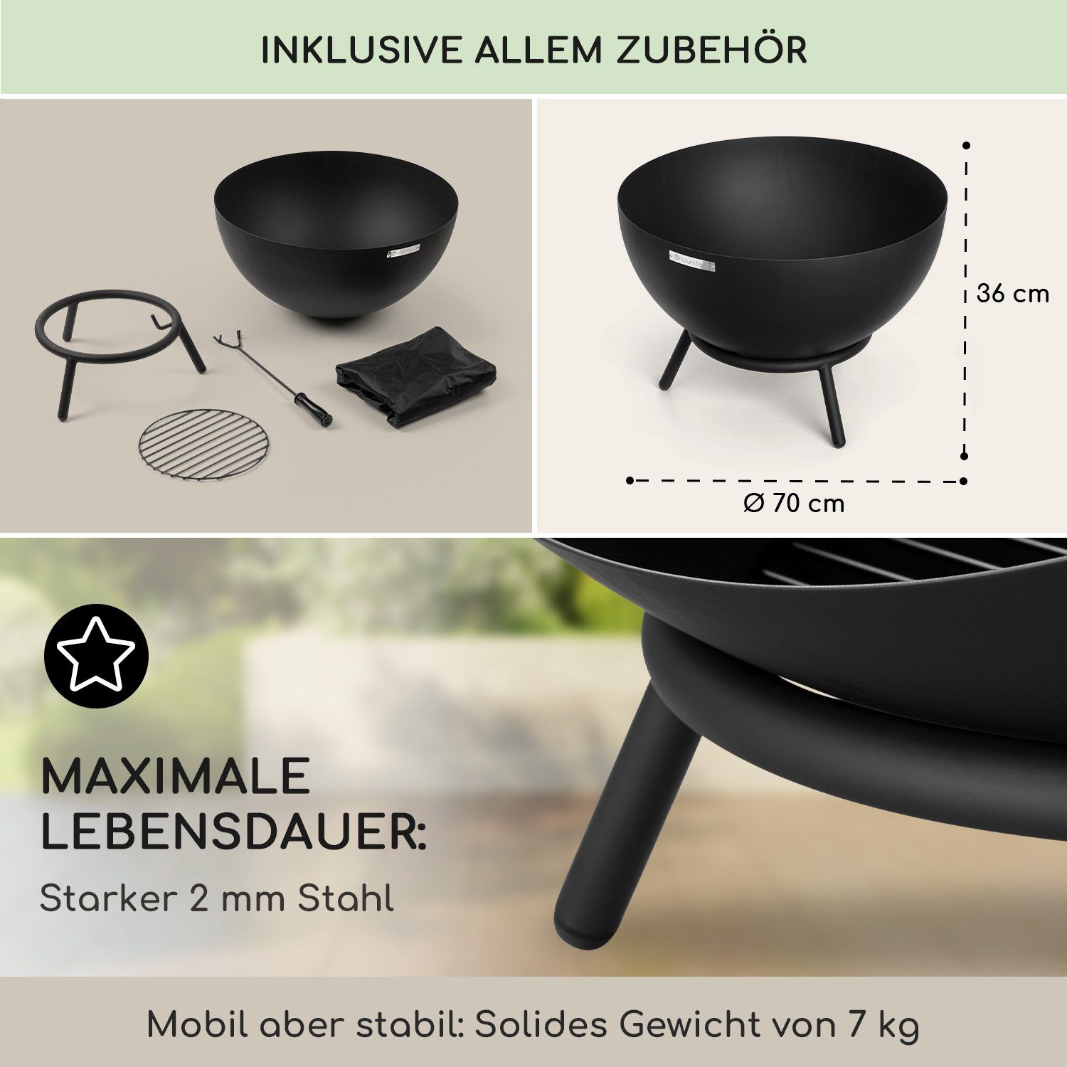 blumfeldt Feuerschale Fireball, (Set), Feuerkorb Feuerstelle Outdoor Feuerschale Garten Lagerfeuerschale