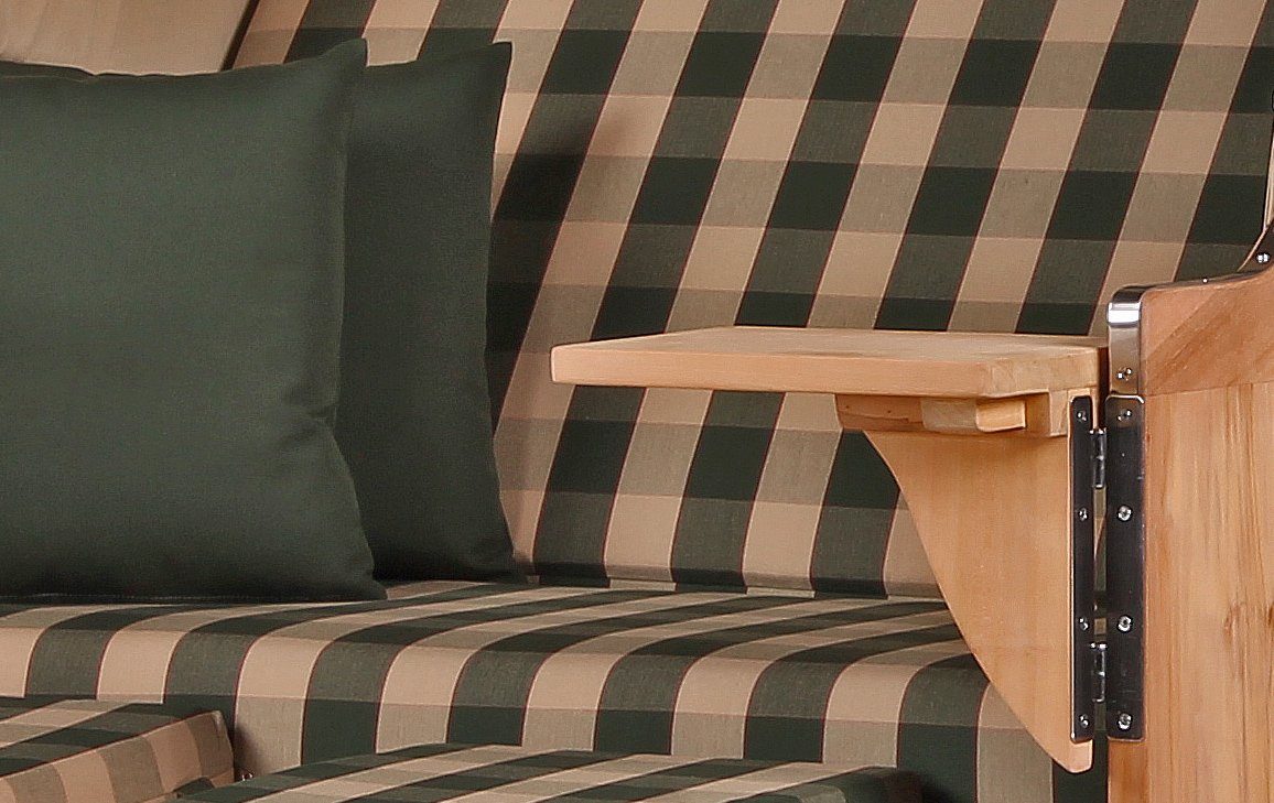 bene living Strandkorb Schaalsee 2-Sitzer Teak - PE grau - Modell 506, BxTxH: 125x80x170 cm, Volllieger ca. 175 Grad, Ostsee-Strandkorb Komplettset, inkl. Liftersystem