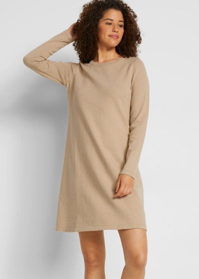 Basic Strickkleid mit recycelter Baumwolle