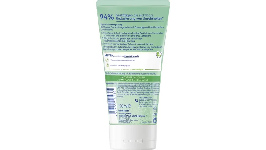 NIVEA Tägliches Wasch-Peeling Mischhaut 150 ml