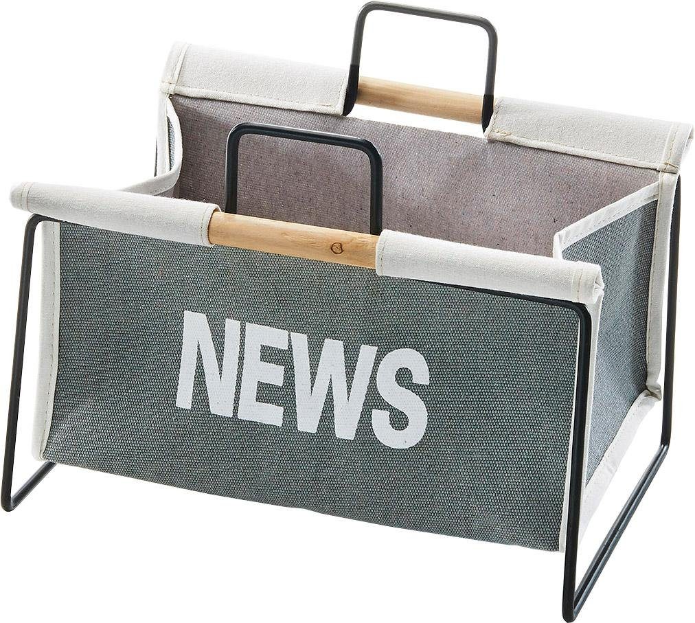 locker Zeitungsständer Zeitungsständer aus Metall, schwarz und Canvas grau