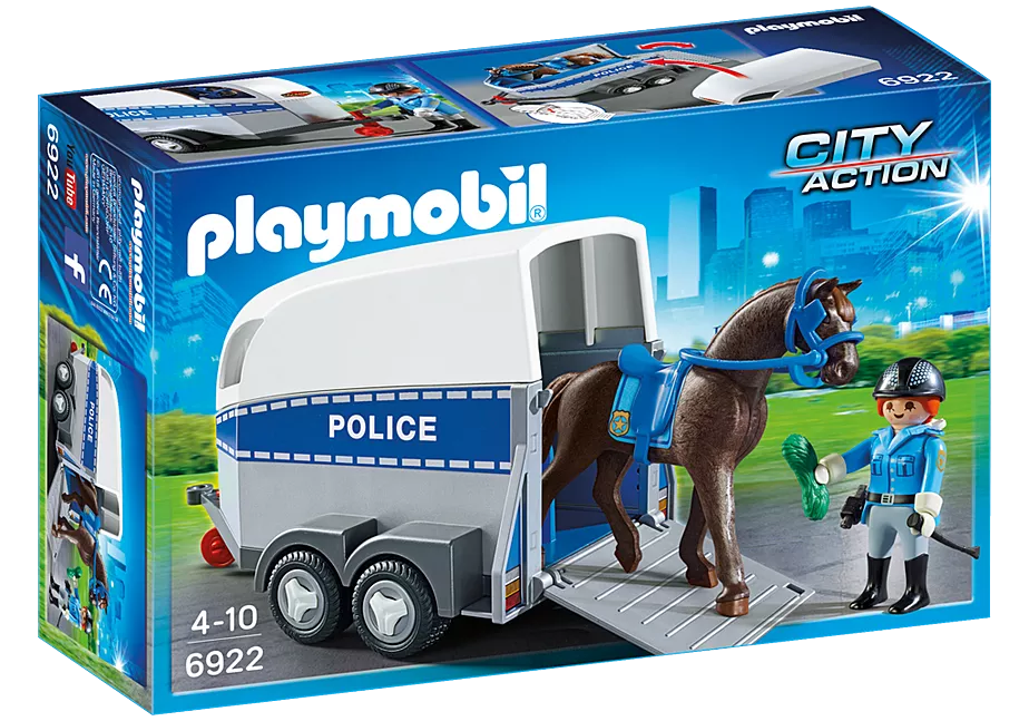 Polizeipferd mit Anh&auml;nger