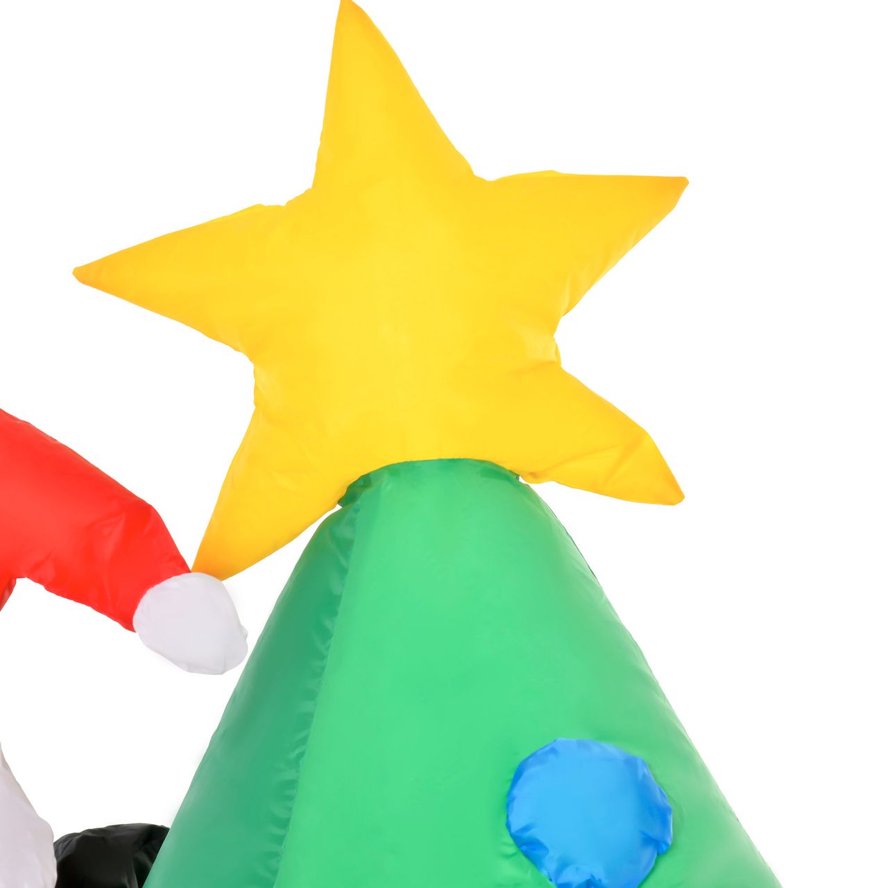 HOMCOM Aufblasbarer Weihnachtsbaum mit Weihnachtsmann und dem Hund 180 cm Weihnachtsdeko Weihnachtsbeleuchtung LED Selbstaufblasend Polyester Grün 123 x 85 x 180 cm