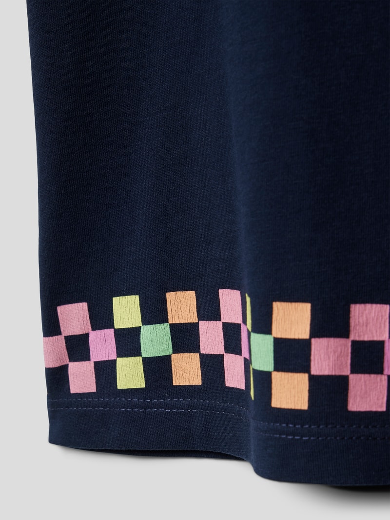T-Shirt mit Paillettenbesatz in marineblau