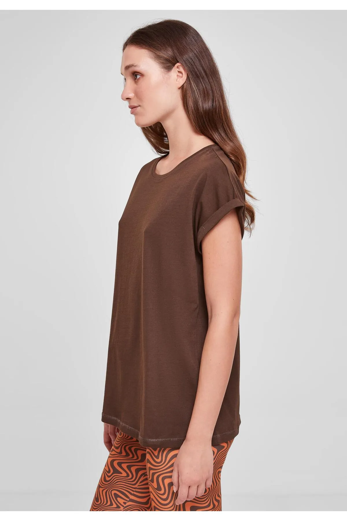 Urban Classics  Damen T-Shirt mit verlängerter Schulterpartie für Damen
