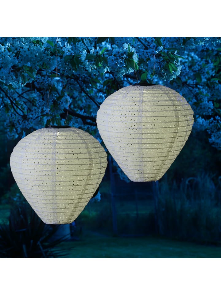 MARELIDA 2x LED Solar Lampion Ballon mit Blumenmuster D: 30cm in weiß günstig kaufen onesize