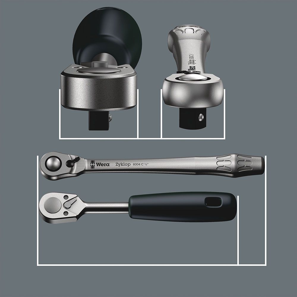 Wera 8004 C Zyklop Metal Knarre mit Umschalthebel mit 1/2