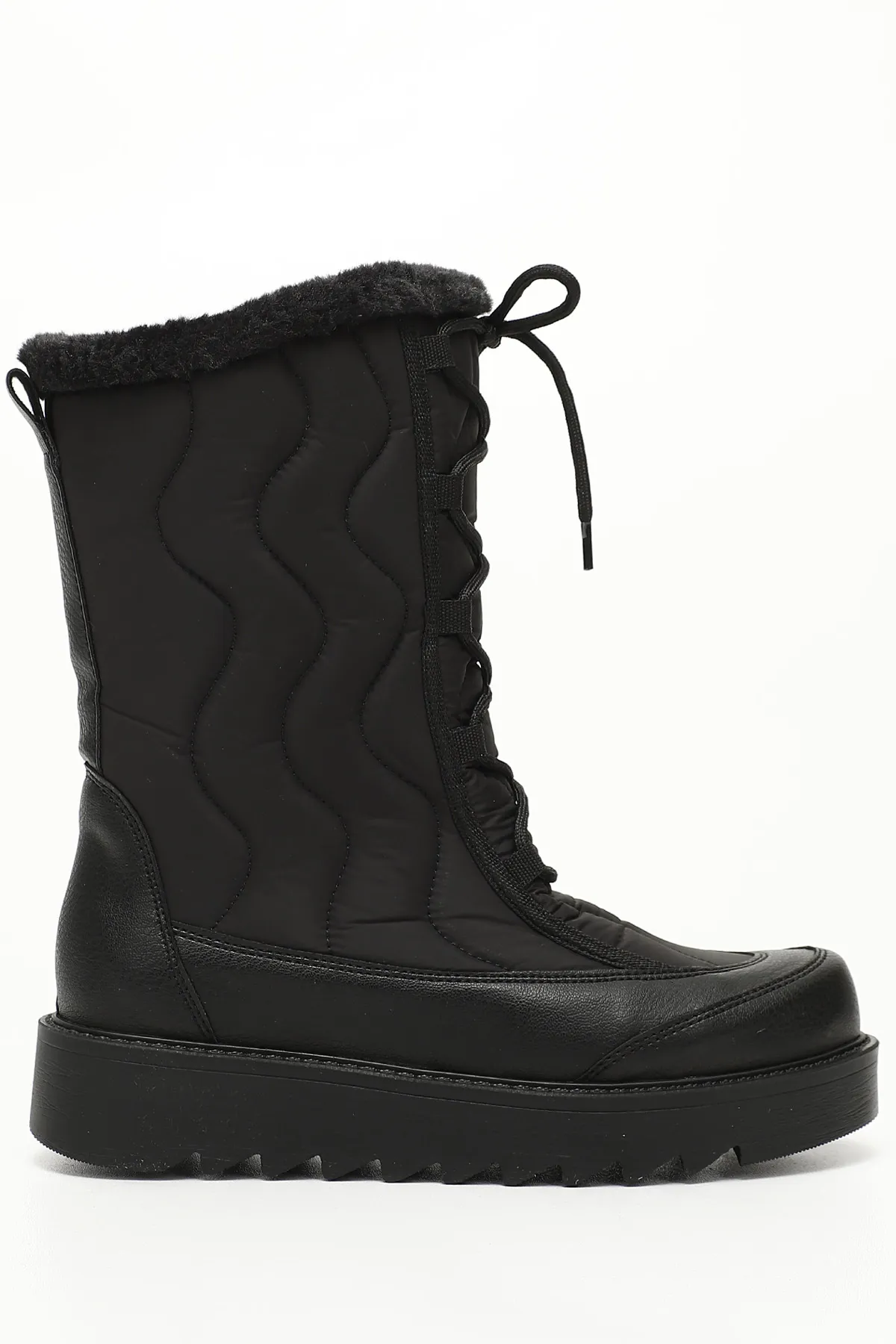 GÖNDERİ(R)  Schwarze Damen-Schneestiefel mit runder Spitze 06414