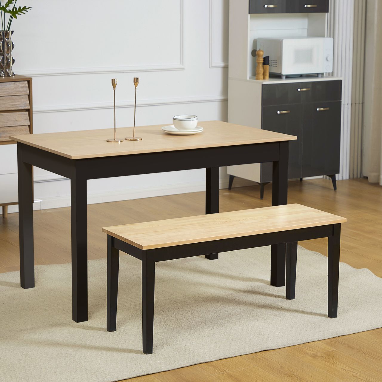 HOMCOM Sitzbank 2-Sitzer Essbank Holzbank, Küchenbank bis 220 kg belastbar