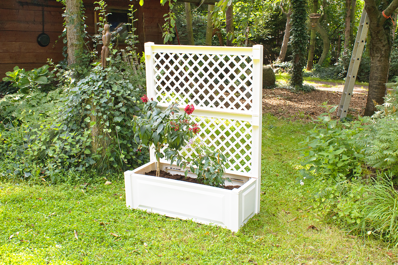 KHW KHW Pflanzkasten groß mit Spalier (2-teilig) 100 cm weiß