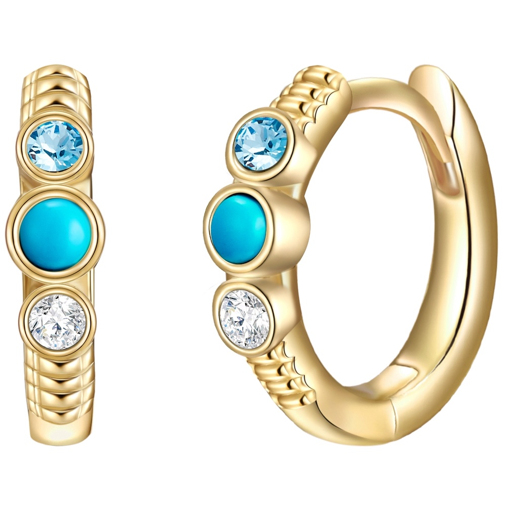 Glanzstücke München Créoles en argent Argent sterling Turquoise reconstituée en Or jaune Boucles d'oreilles