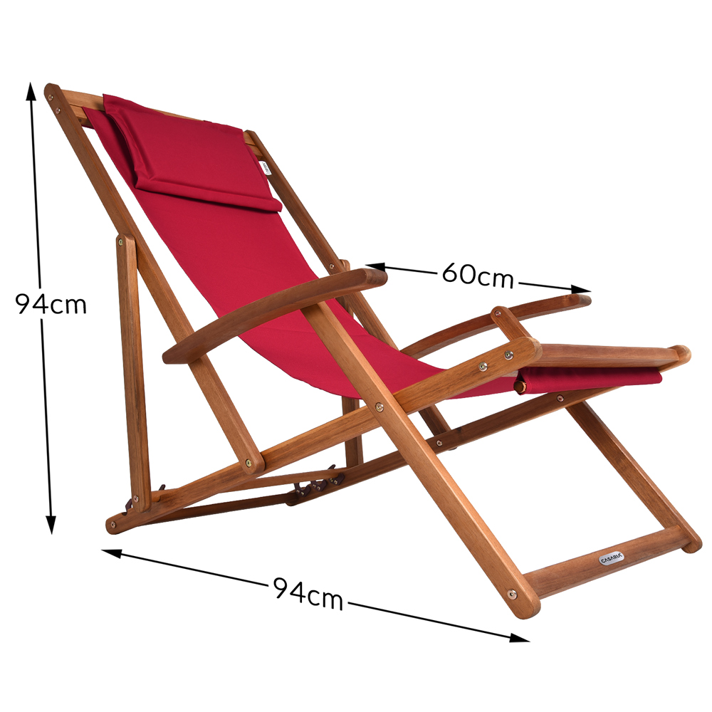 Casaria Sonnenliege Rot Akazienholz