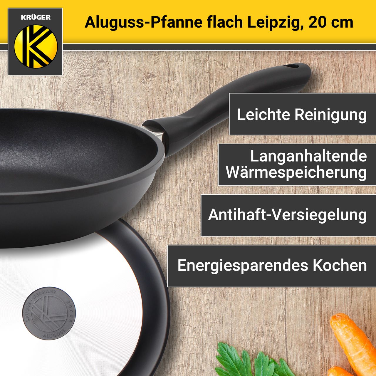 Karl Krüger Aluguss Pfanne LEIPZIG, 20 cm