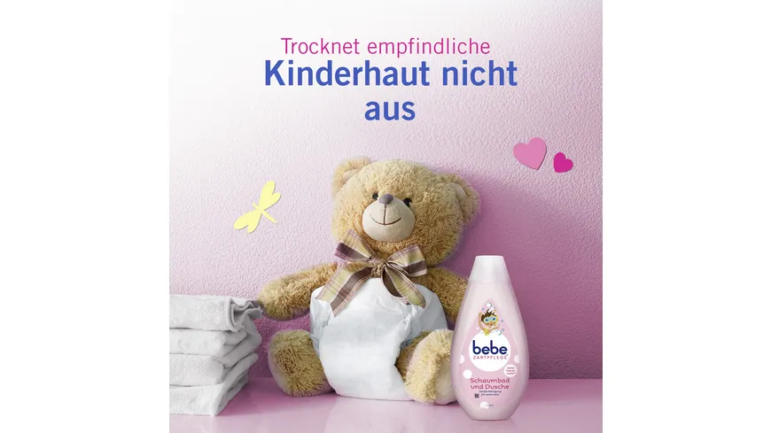 bebe ZARTPFLEGE Schaumbad und Dusche Sanfte Reinigung für zarte Haut 500 ml