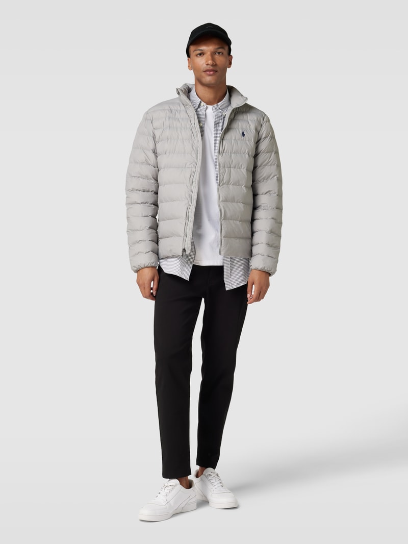 Slim Fit Freizeithemd mit Karomuster in hellgrau