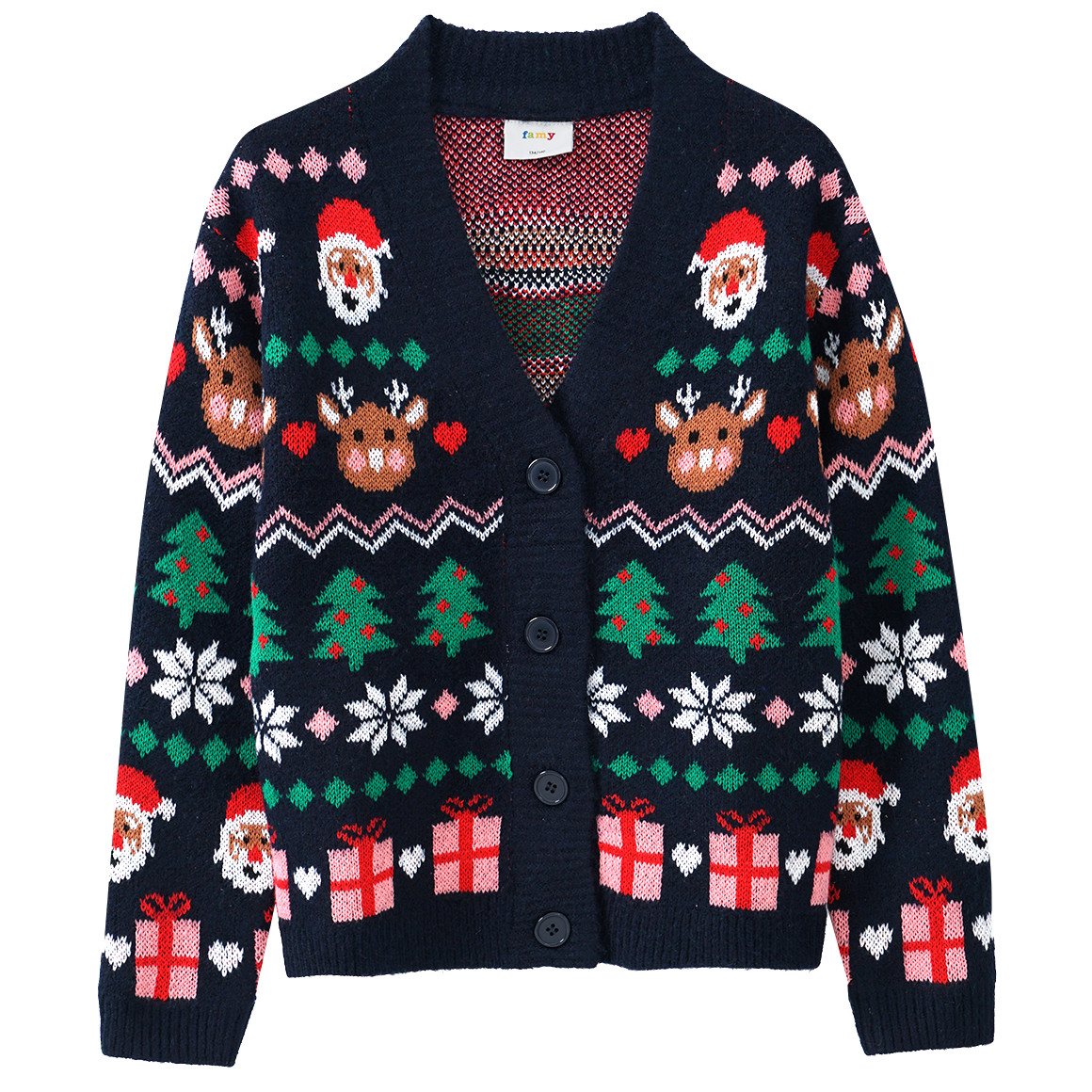 Mädchen Weihnachtsstrickjacke gemustert