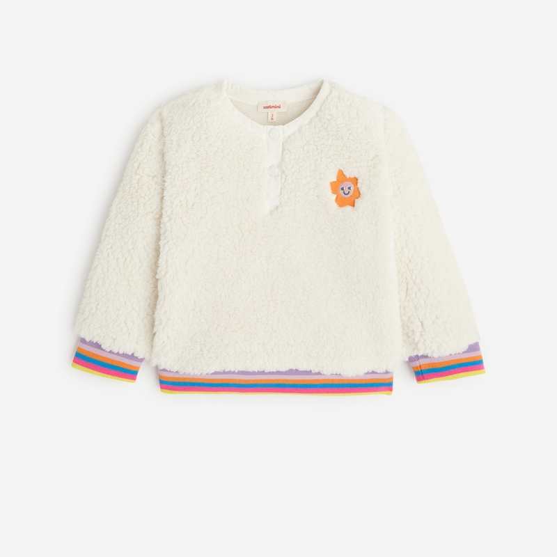 Sweat bébé fille blanc cassé en sherpa Catimini