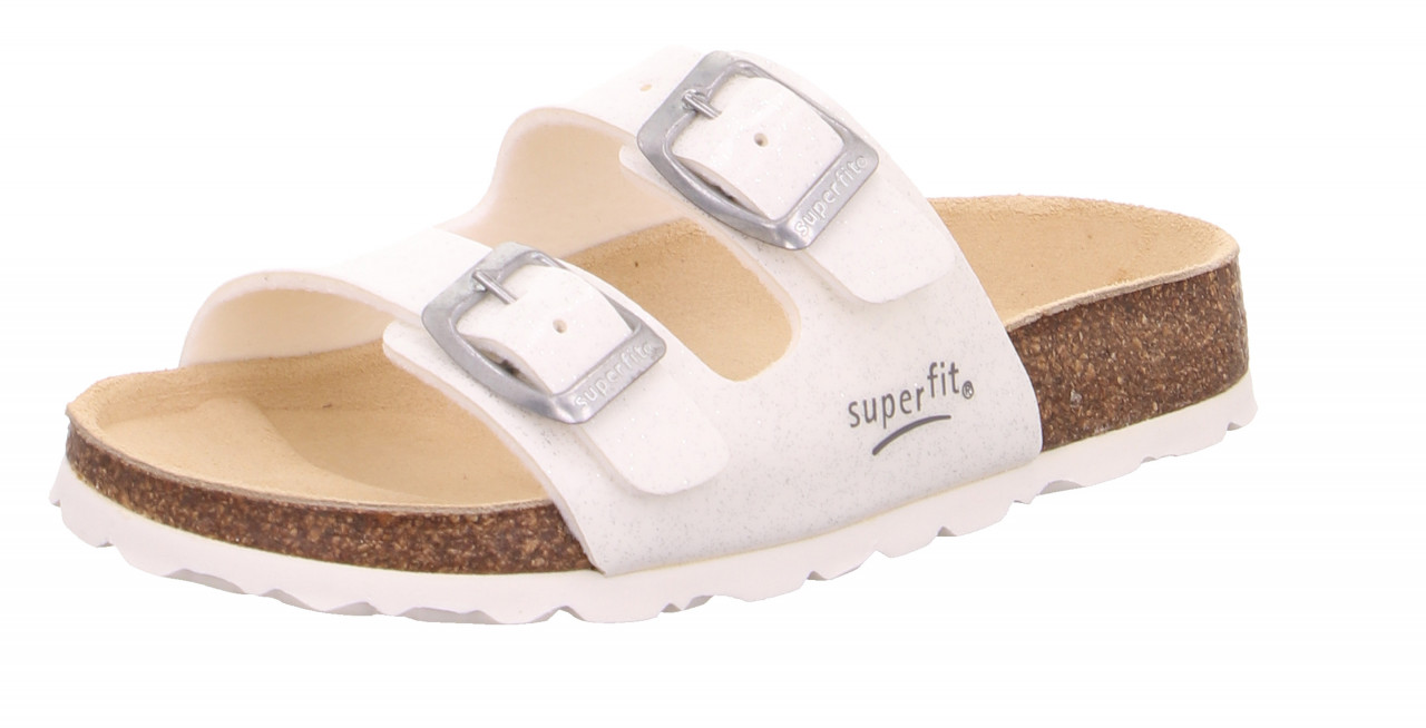 FUSSBETTPANTOFFEL - Weiss Pantoffel mit Schnalle
