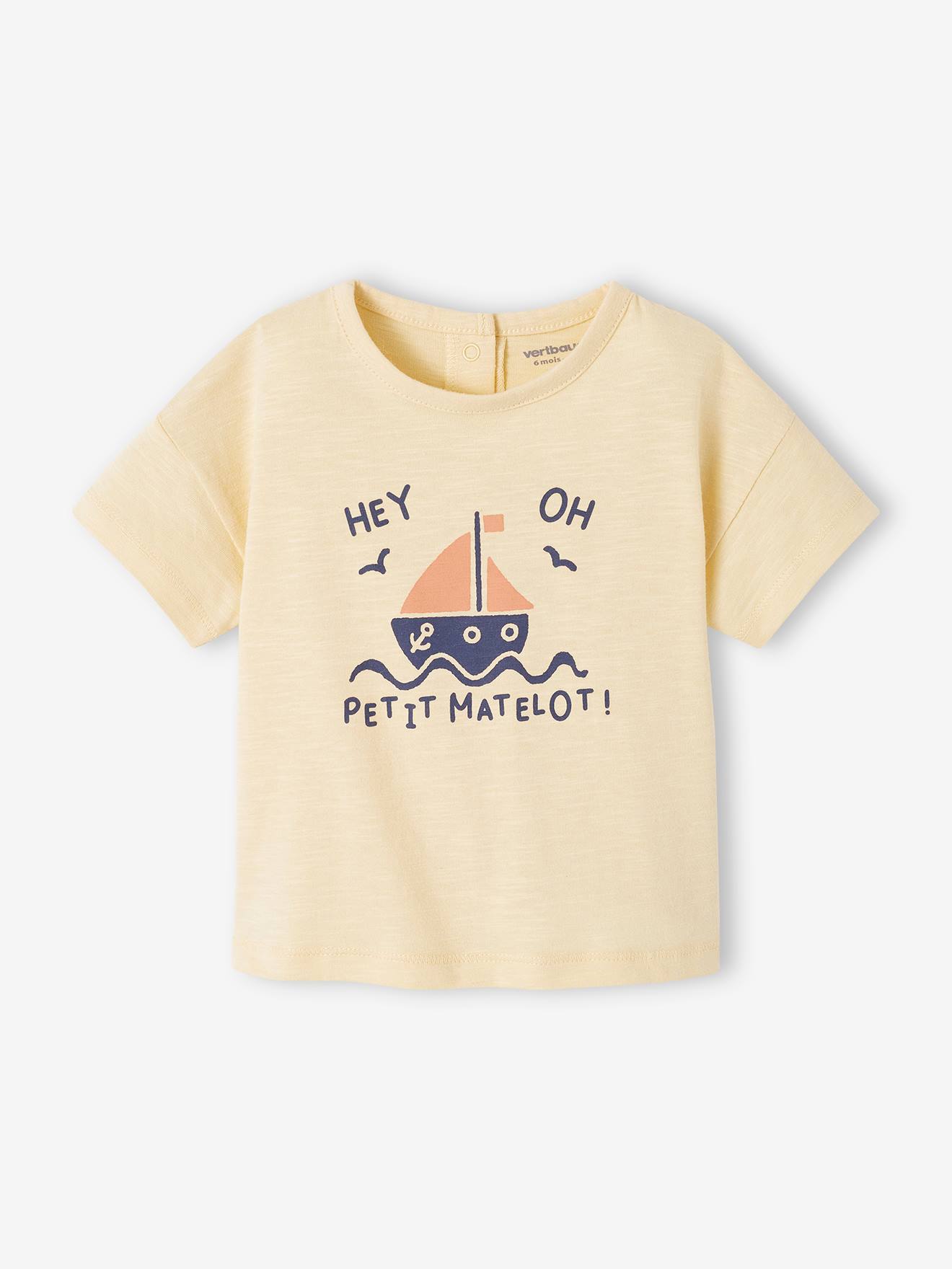 Vertbaudet Bio-Kollektion: Baby T-Shirt mit Meeres-Motiven - aqua/krabe