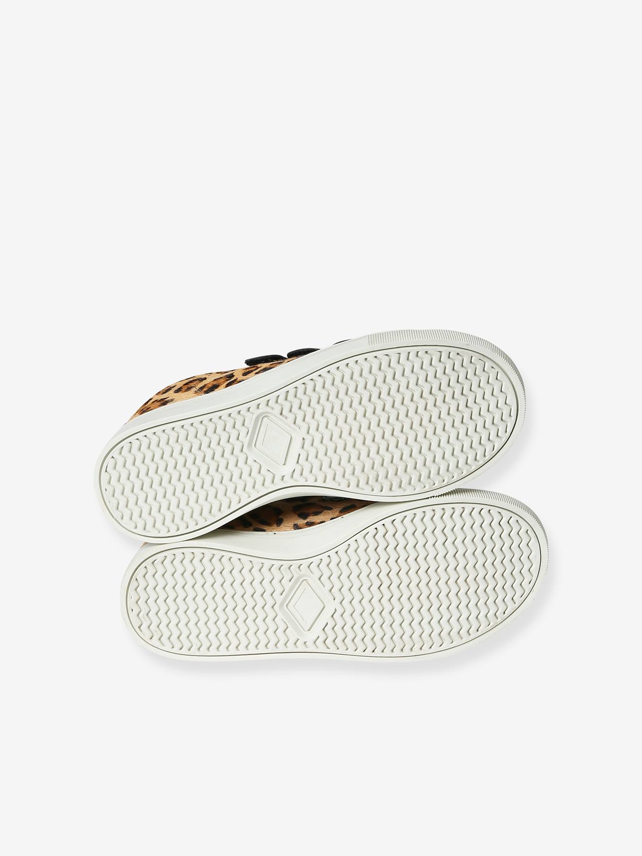 Baskets scratchées cuir imprimé léopard junior noir imprimé