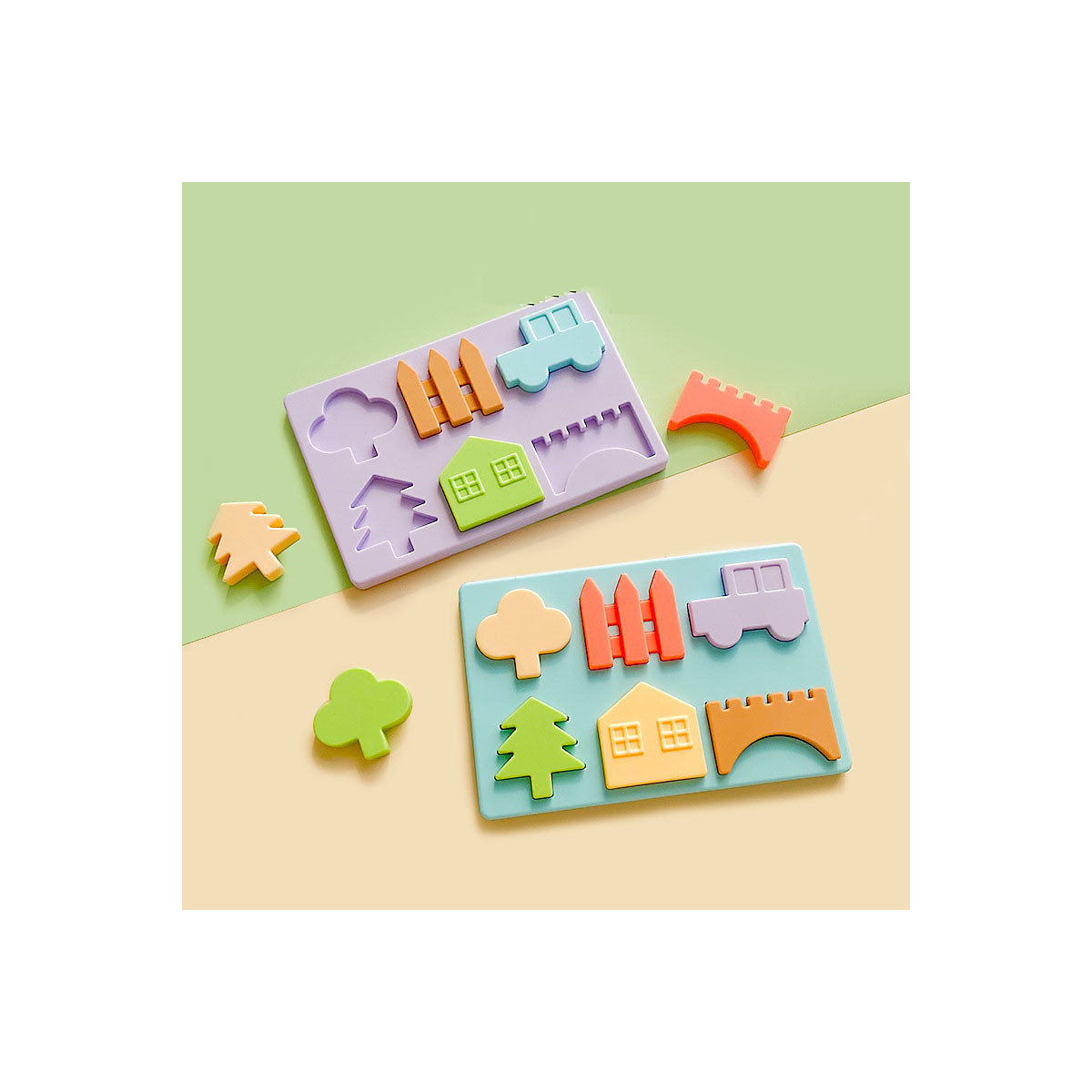 Kaubare Kinderpuzzlespielzeuge Puzzlebrett mit passenden Puzzlestücken