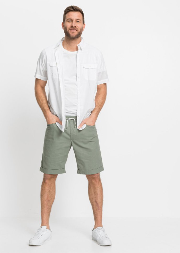 Schlupf-Bermuda aus Leinen Mix, Regular Fit