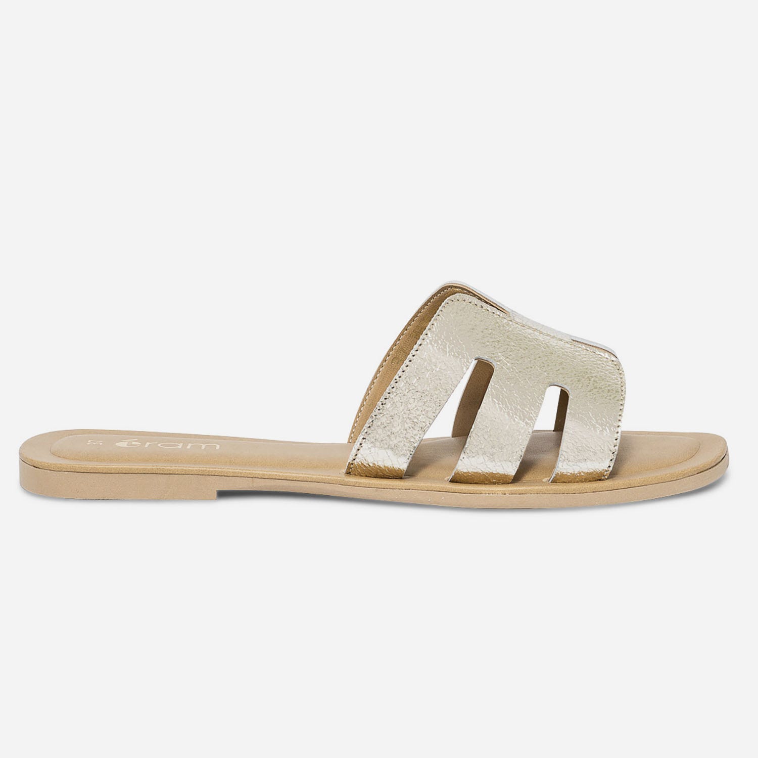 Mule or en cuir grainé