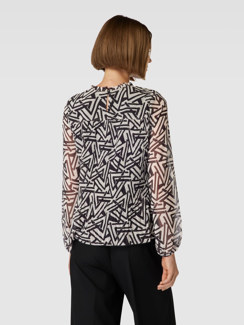 Bluse mit Allover-Muster in schwarz