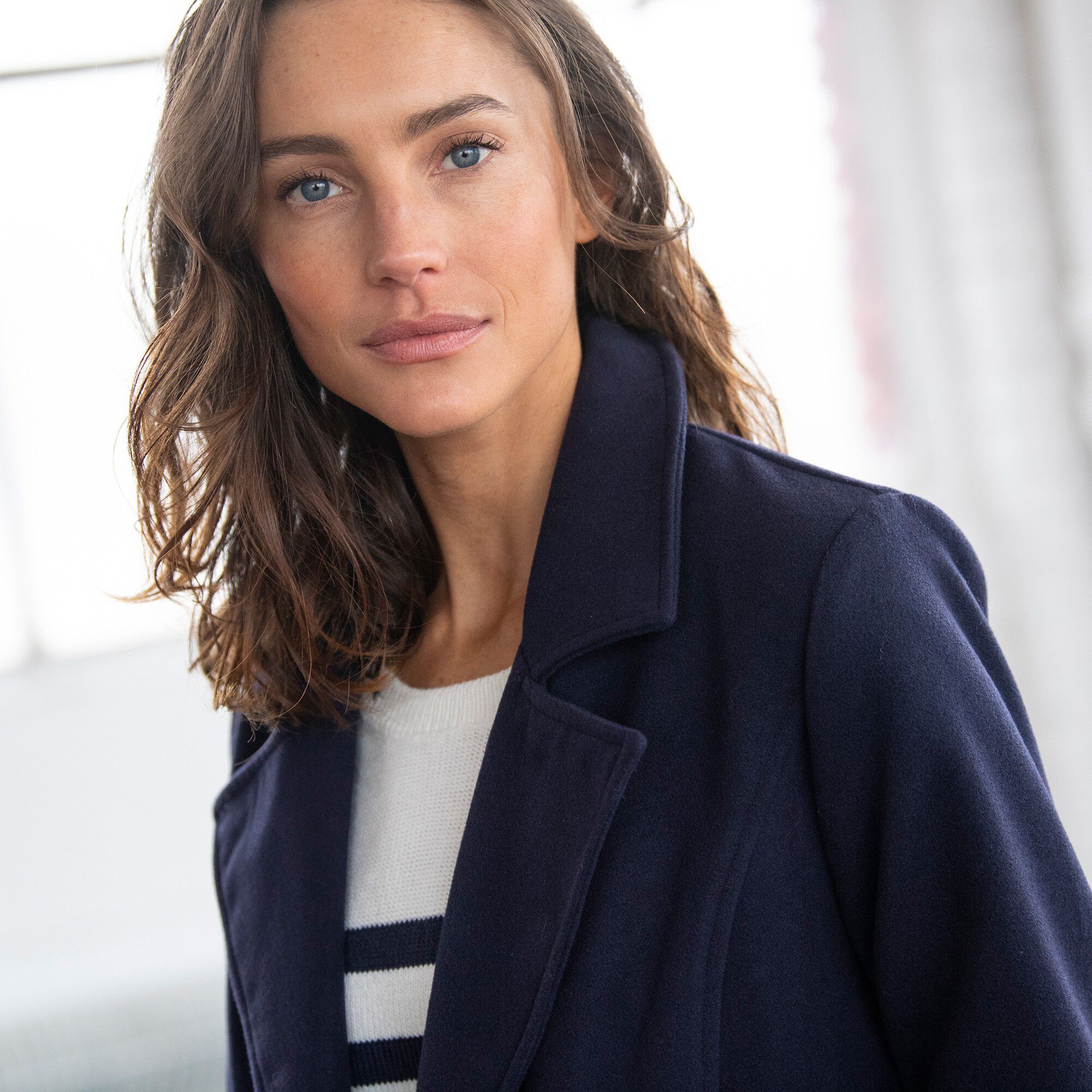 Manteau caban aspect drap de laine