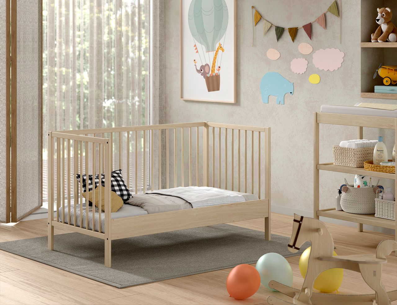 VIPACK Vipack - DINO Baby-/Juniorbett 70 x 140 cm, höhenverst. Lattenrost, Buche massiv natur lackiert