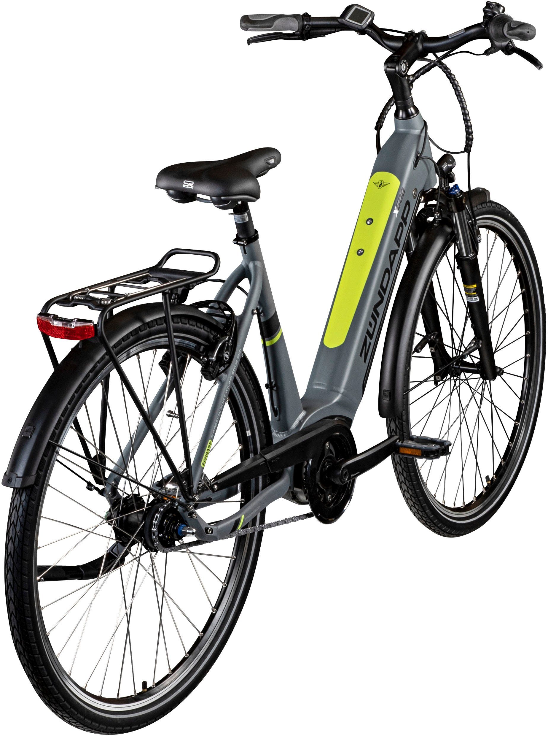Zündapp E-Bike X600, 7 Gang Shimano Nexus Schaltwerk, Nabenschaltung, Mittelmotor, 400 Wh Akku