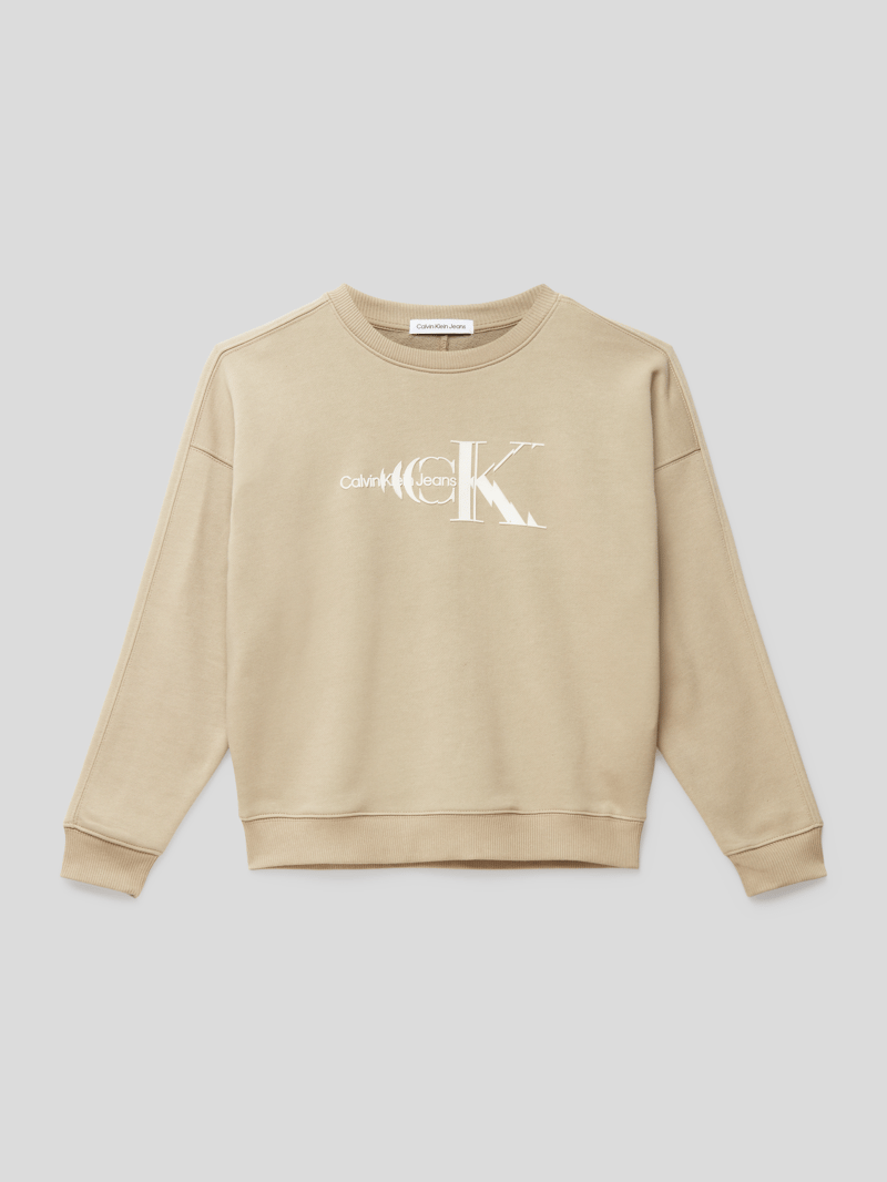 Sweatshirt mit Label-Print Modell 'MONOGRAM' in sand