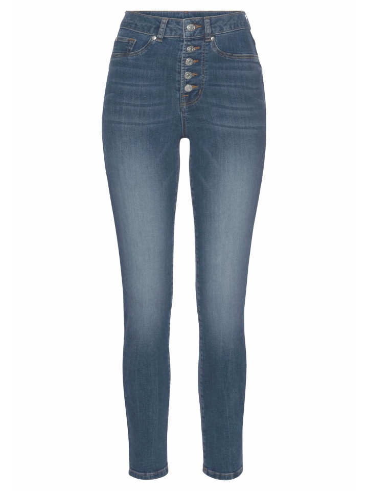 LASCANA High-waist-Jeans in blue-washed günstig kaufen