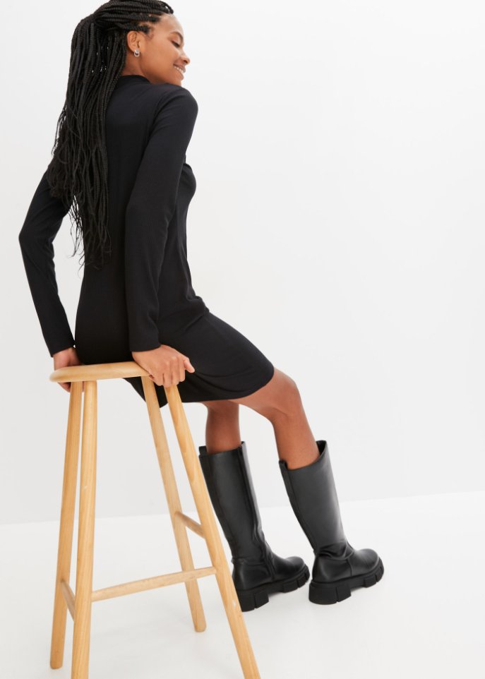 Rippkleid mit Schnürung