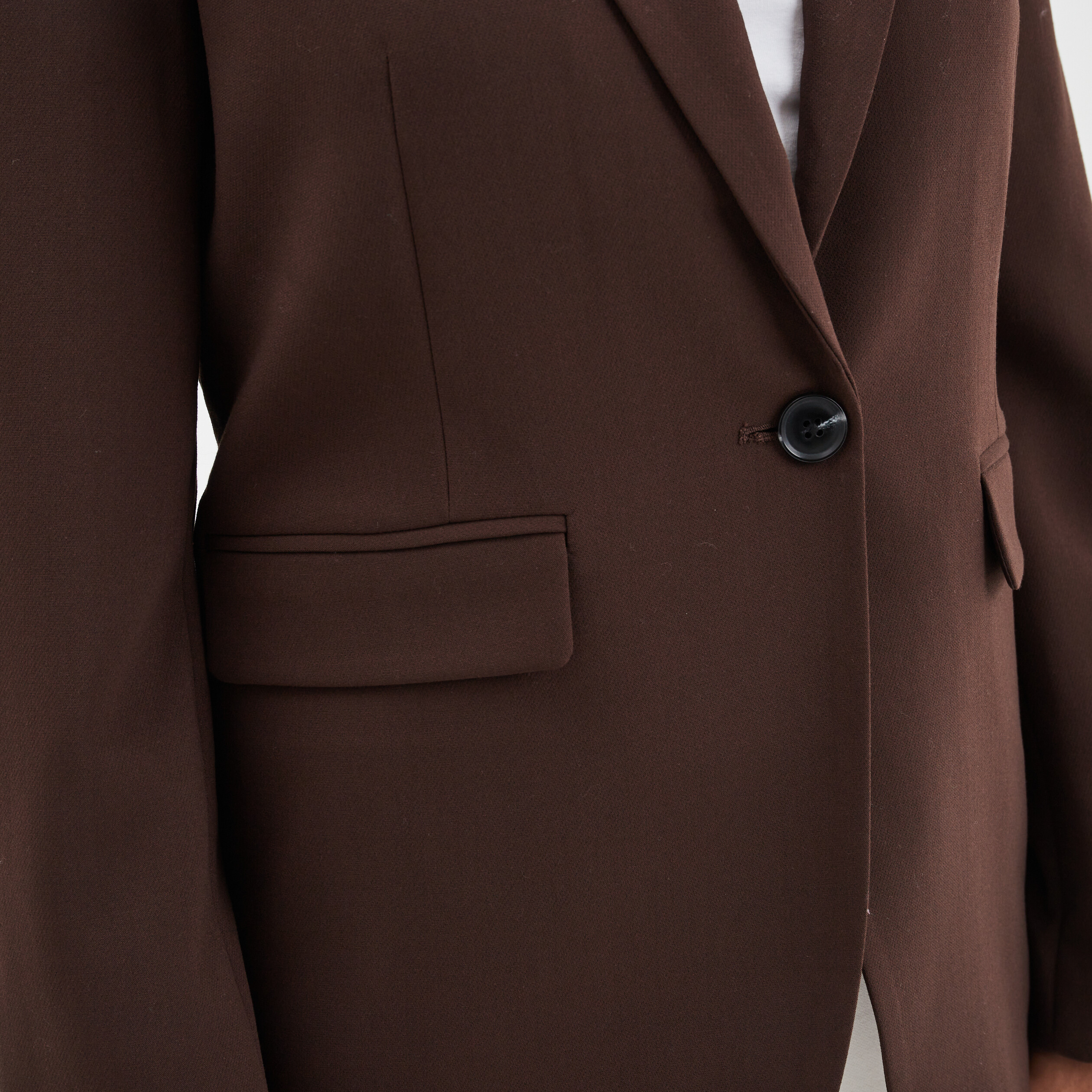 Veste droite boutonnée manches longues marron foncé femme | La Halle