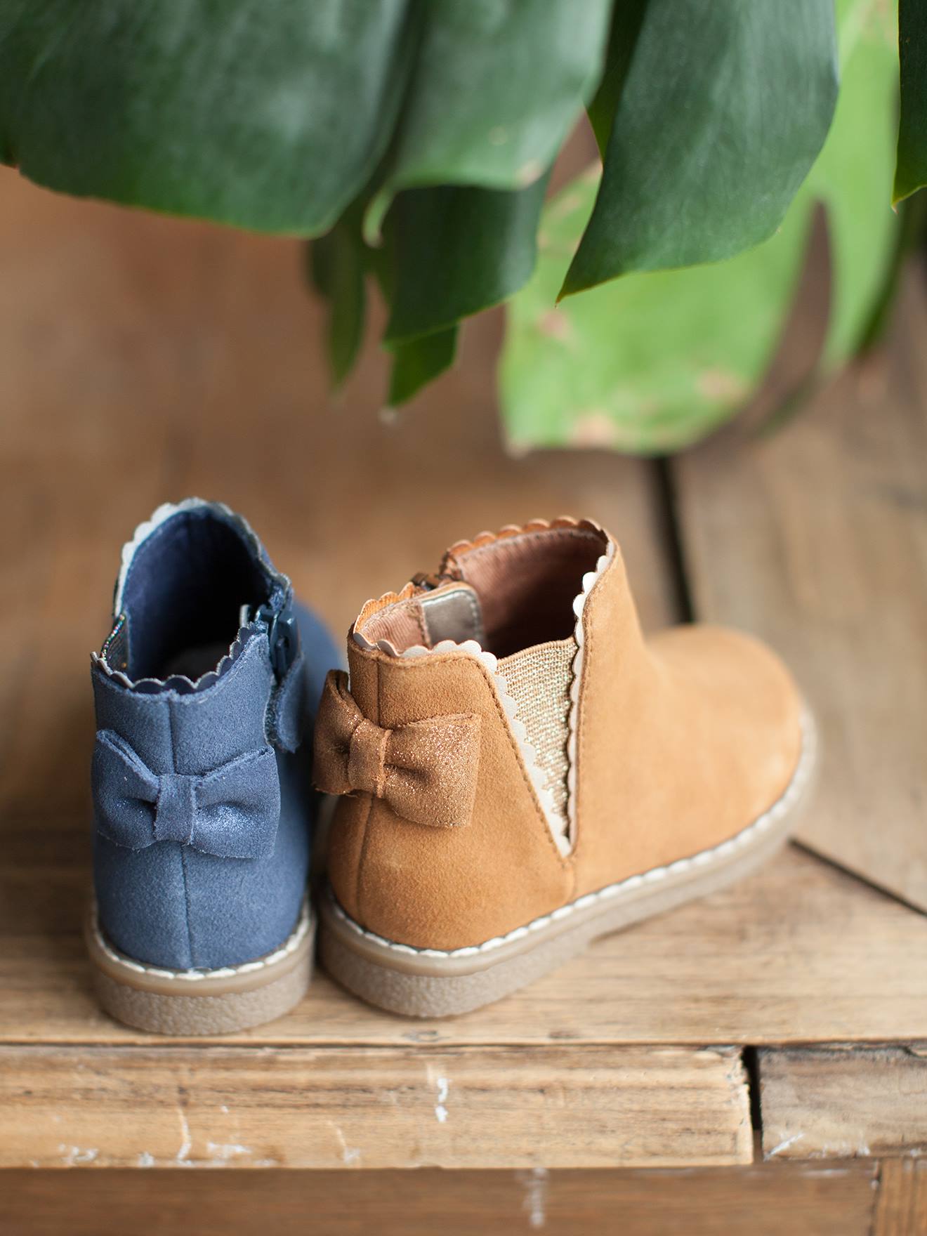 Vertbaudet Mädchen Baby Boots mit Dehneinsatz - camelfarben