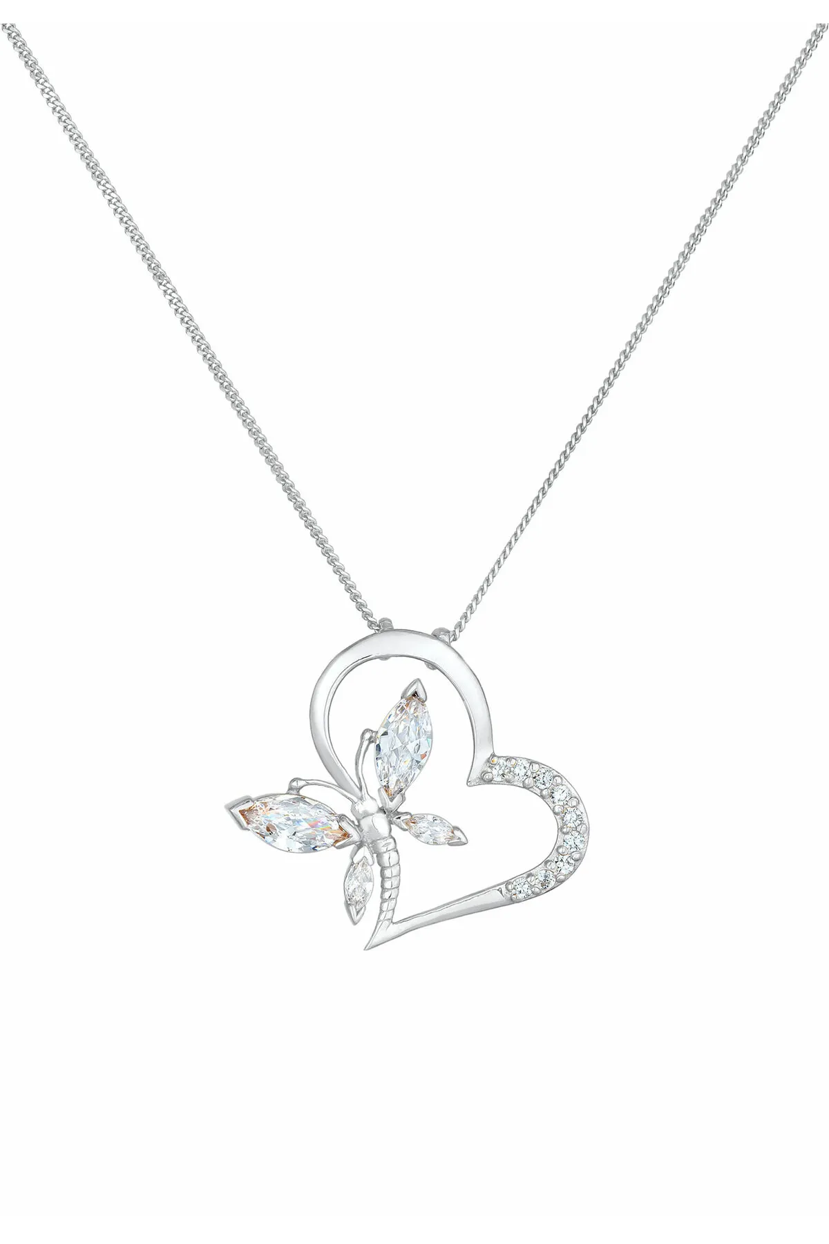 ELLI  Halskette Herz Schmetterling Zirkonia 925 Silber Edel