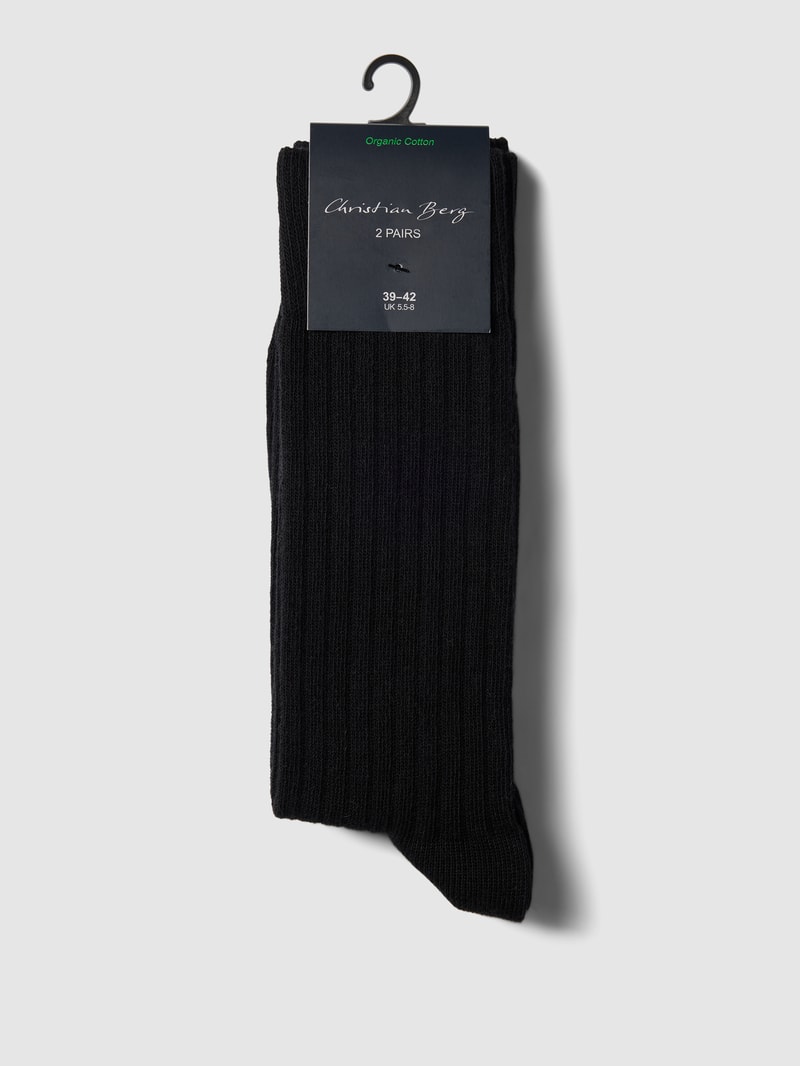 Socken mit Label-Detail im 2er-Pack in schwarz