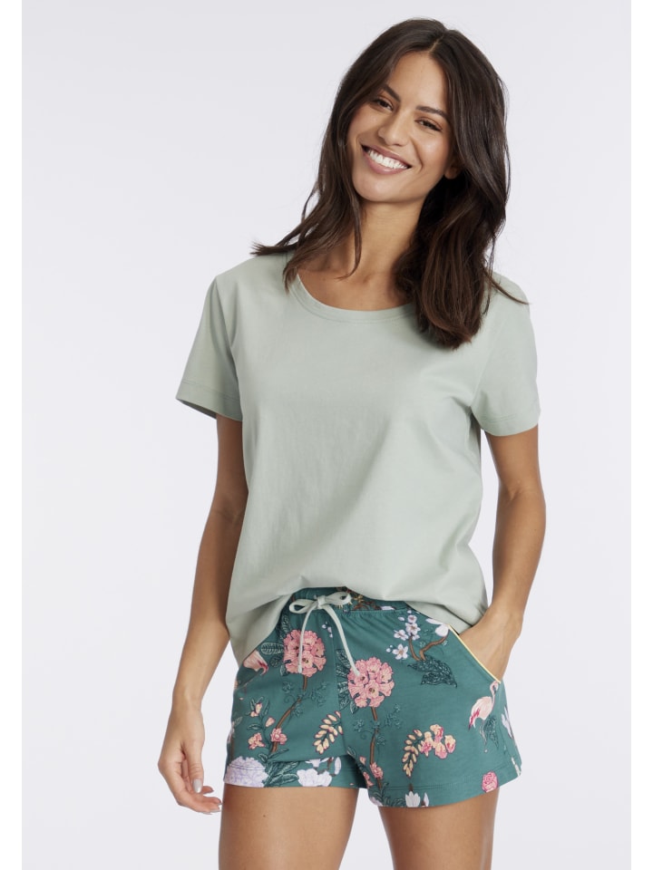 LASCANA Shorty in grün-geblühmt günstig kaufen 32/34