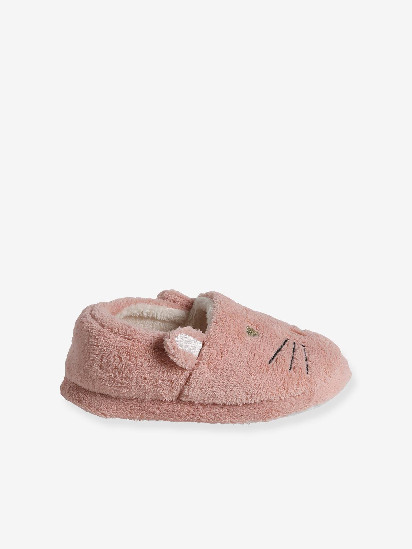 Vertbaudet Kuschelige Kinder Hausschuhe, Katze - rosa