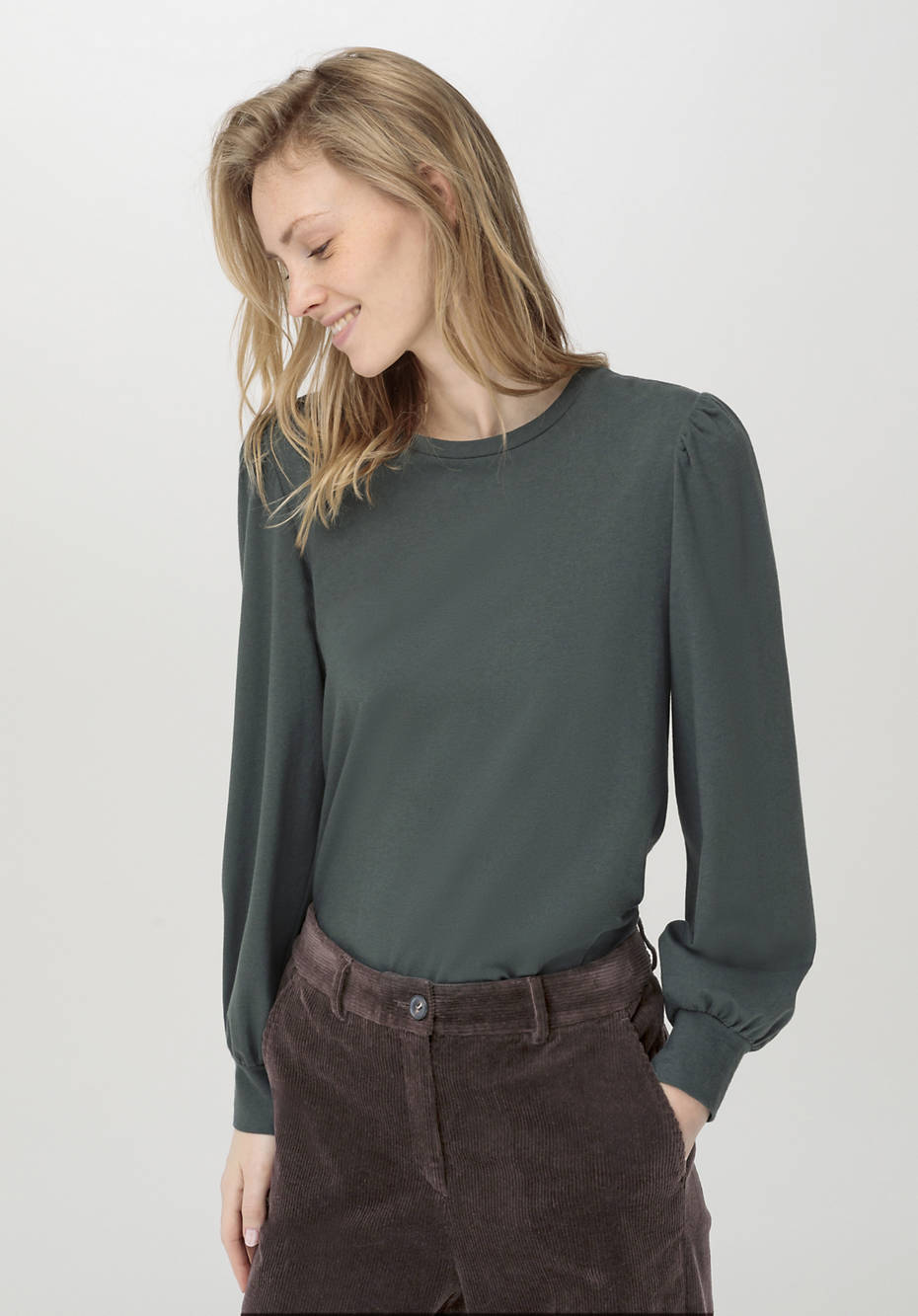 Jersey-Bluse aus Bio-Baumwolle mit Bio-Merinowolle
