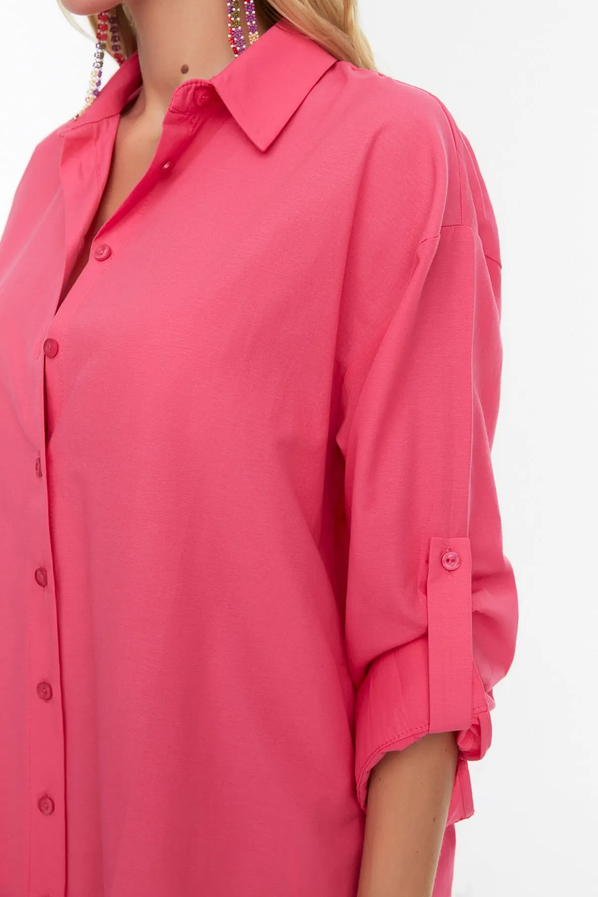Trendyol Collection  Rosa gewebtes Hemd TBESS22GO0664