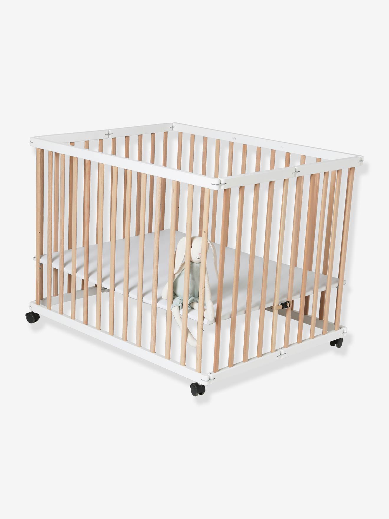 Vertbaudet Baby Laufgitter aus Holz, klappbar - weiß