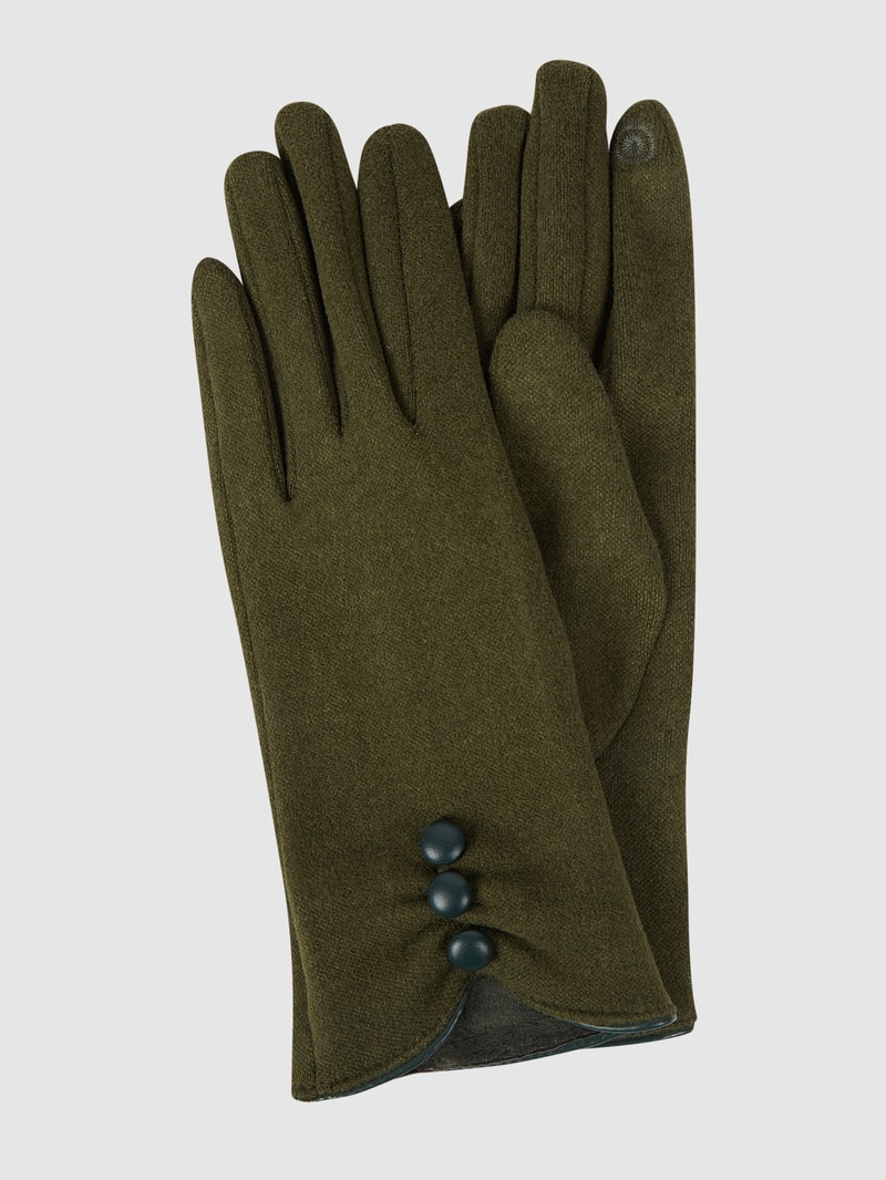 Touchscreen-Handschuhe mit Zierknöpfen in khaki