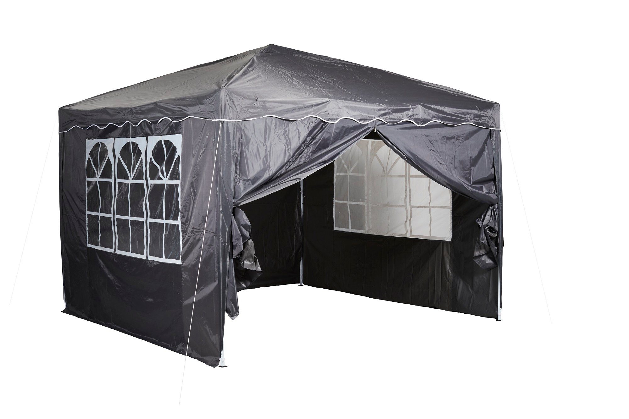 CHILLROI Faltpavillon Faltpavillon 3 x 3 m Faltpavillon Grau, mit 2 großen Fenstern