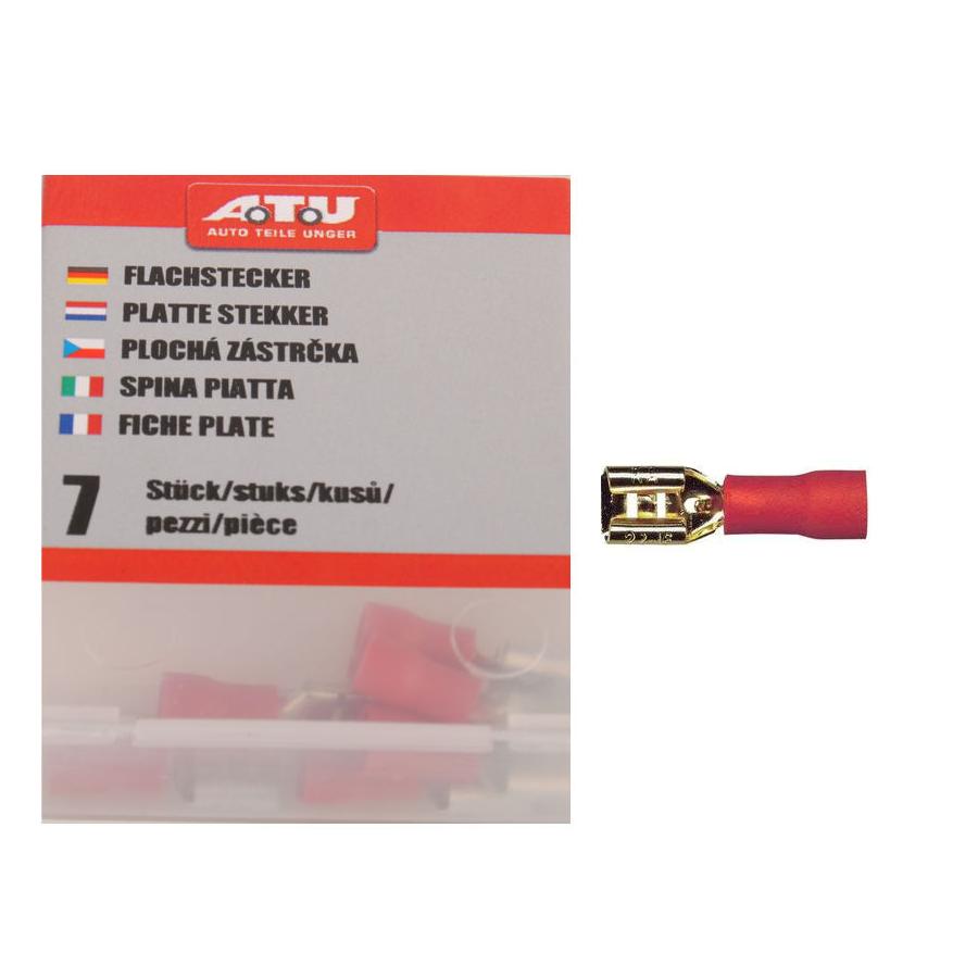 Kabel Flachstecker 4,8 mm rot Inhalt: 7 Stück - ATU