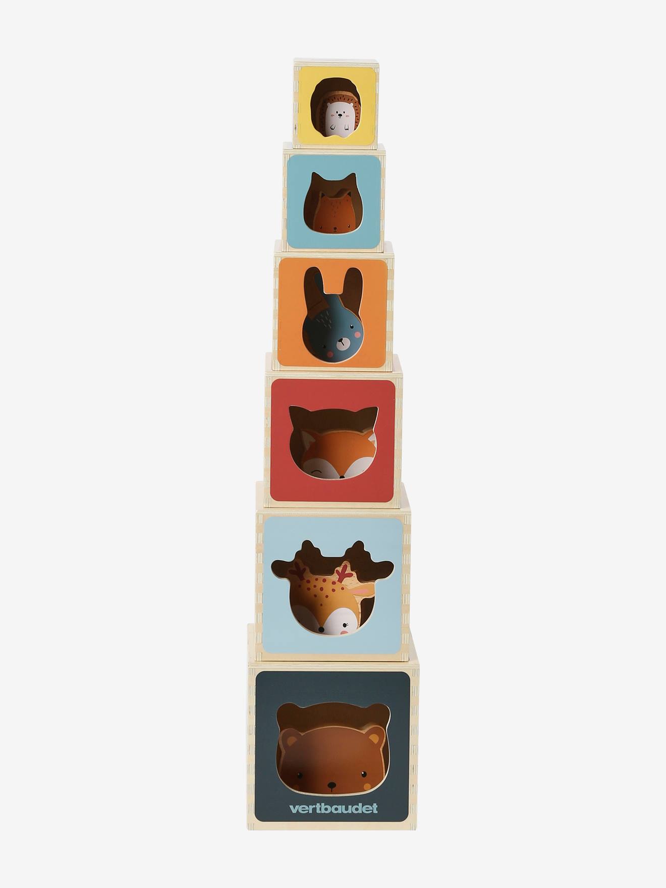 Vertbaudet Baby Stapelturm mit Steckspiel aus Holz FSC - mehrfarbig/pandafreunde