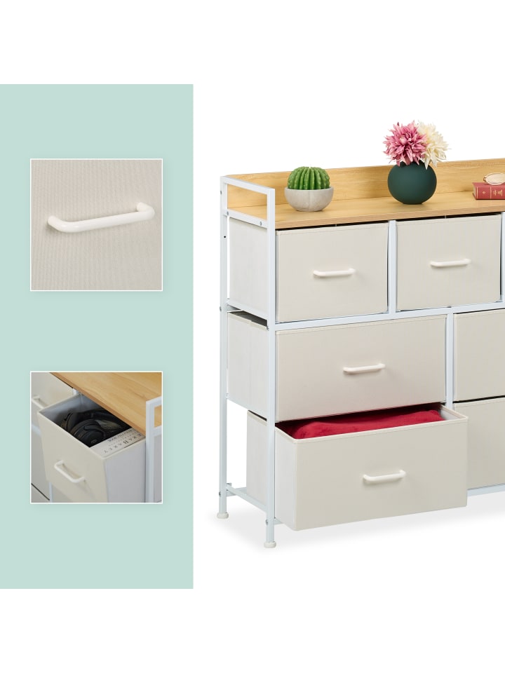 relaxdays Kommode in Beige/ Weiß - (B)100 x (H)85 x (T)30,5 cm günstig kaufen onesize