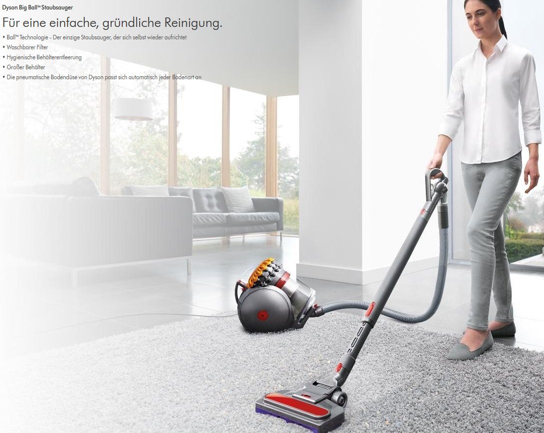 DYSON Bodenstaubsauger Big Ball Parquet 2 Staubsauger Beutellos, inkl. 4 Düsen, Boden, Beutellos, Bodenstaubsauger ohne Beutel Handstaubsauger